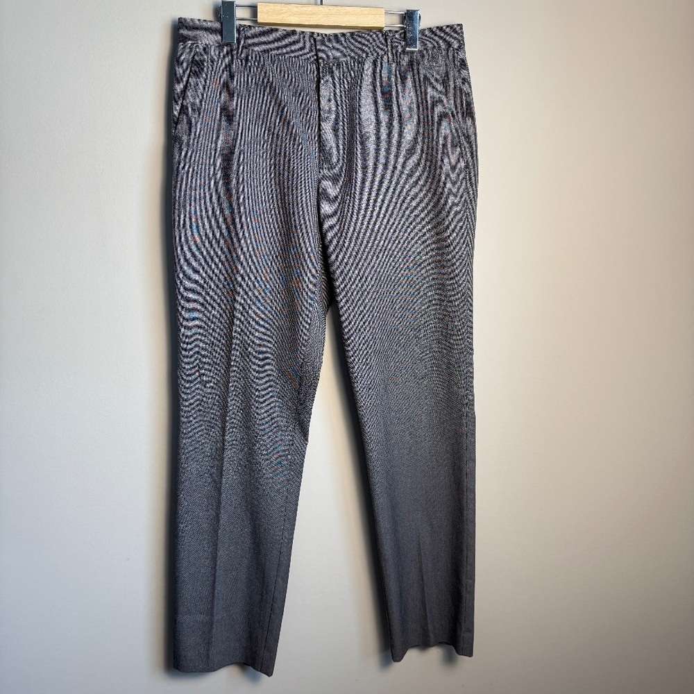 Perry Ellis Men's Flat Front Slim Fit Casual Dress Pant Gray Trouser Size 32x32